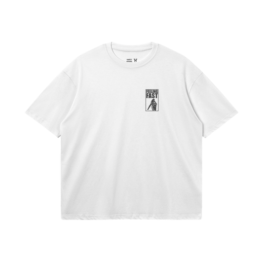 WHITE 'FEELING FAST' OVERSIZED T-SHIRT
