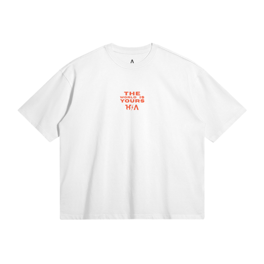 WHITE 'THE WORLD IS YOURS' OVERSIZED T-SHIRT