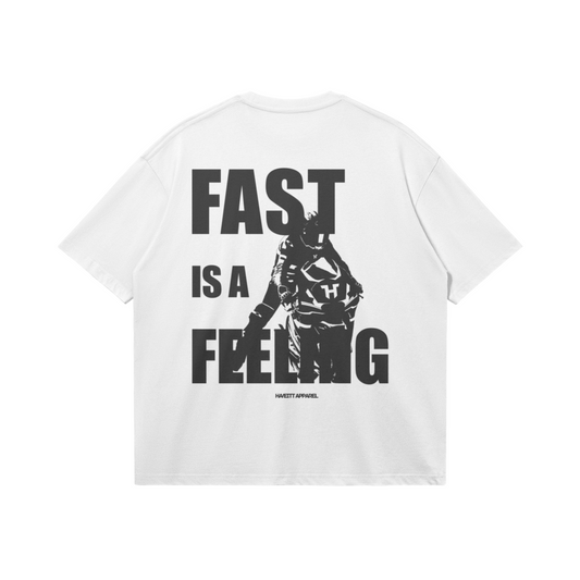 WHITE 'FEELING FAST' OVERSIZED T-SHIRT