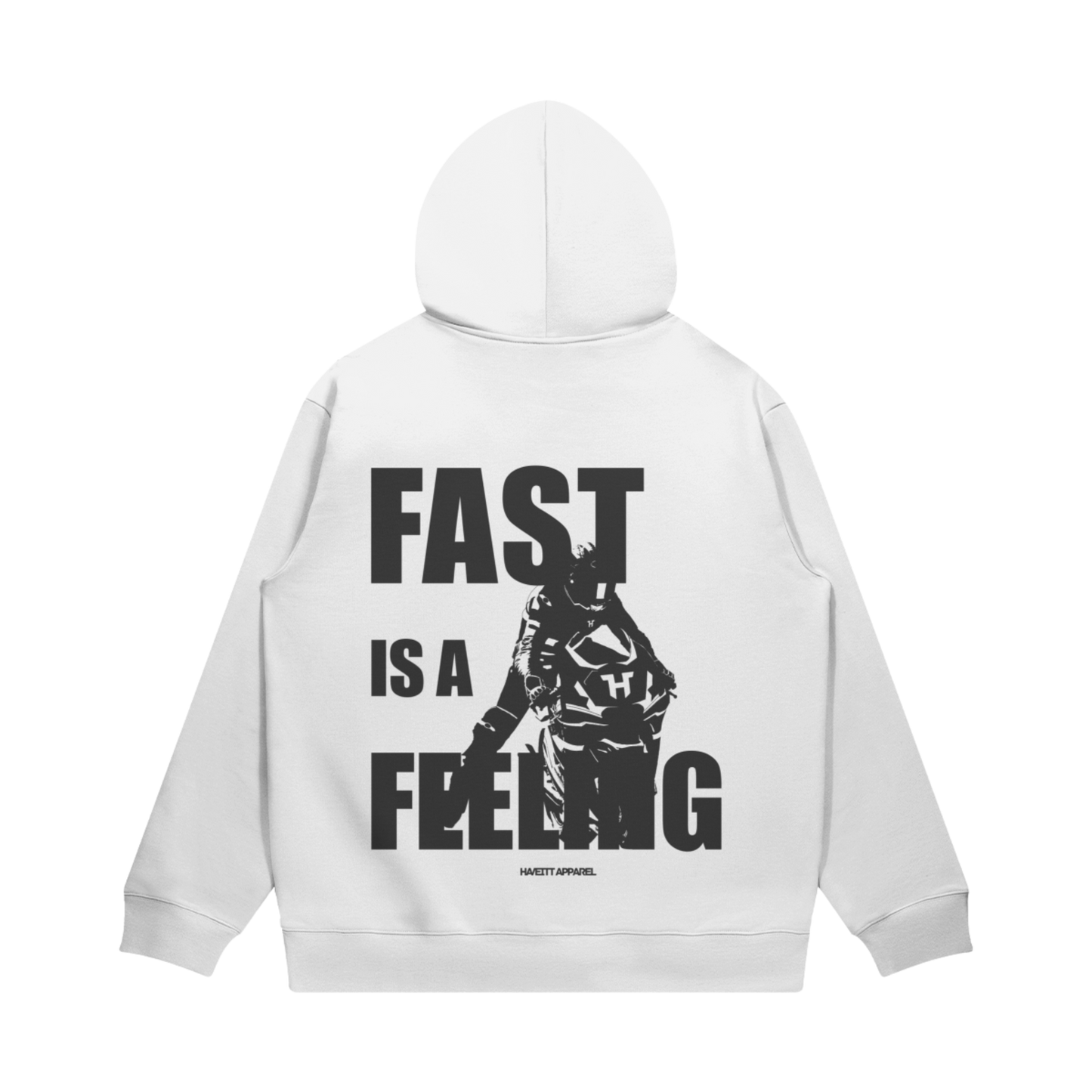 WHITE 'FEELING FAST' OVERSIZED HOODIE