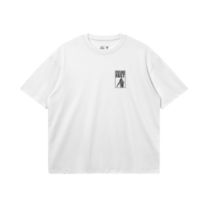 WHITE 'FEELING FAST' OVERSIZED T-SHIRT