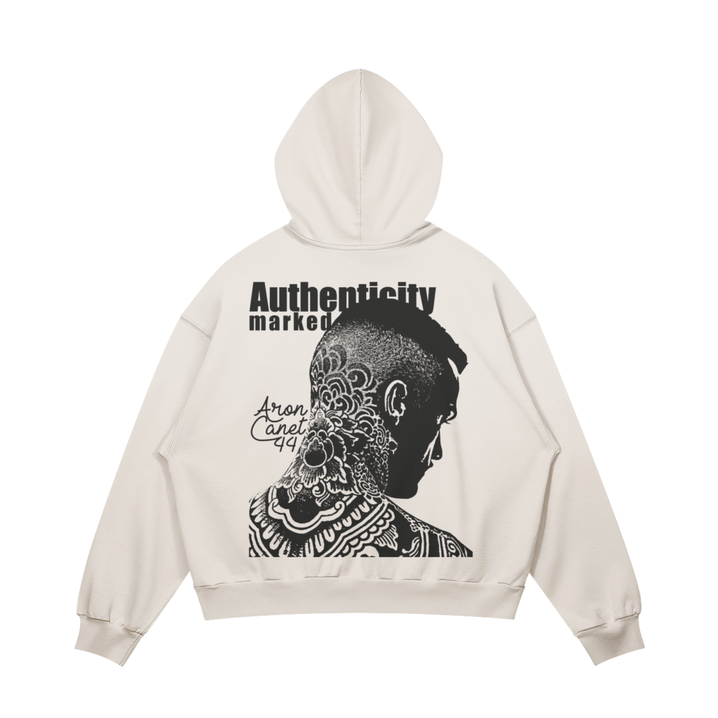 CREAM 'AUTHENTICITY MARKED' OVERSIZED HOODIE