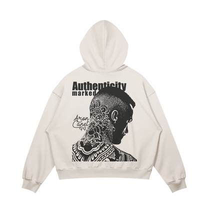 CREAM 'AUTHENTICITY MARKED' OVERSIZED HOODIE