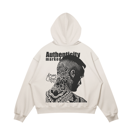 CREAM 'AUTHENTICITY MARKED' OVERSIZED HOODIE