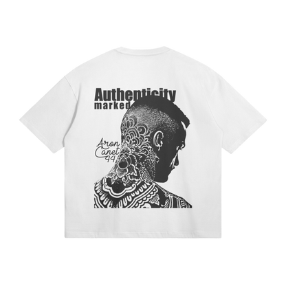 WHITE 'AUTHENTICITY MARKED' OVERSIZED T-SHIRT