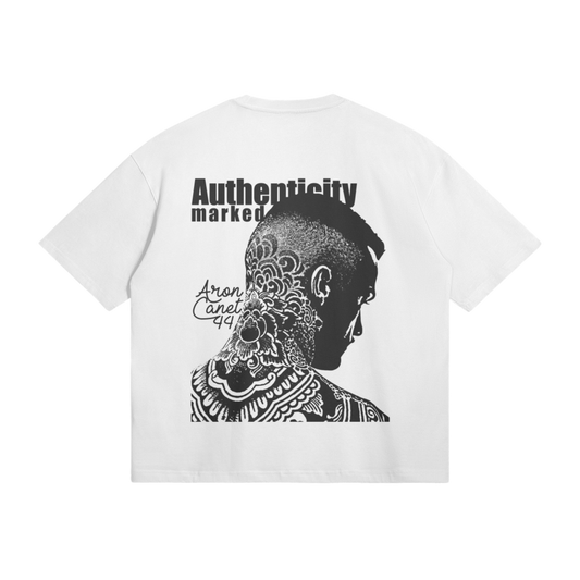 WHITE 'AUTHENTICITY MARKED' OVERSIZED T-SHIRT