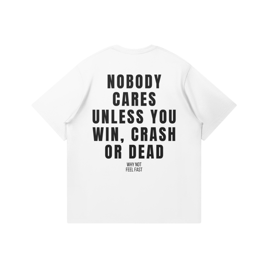 WHITE NOBODY CARES OVERSIZED T-SHIRT